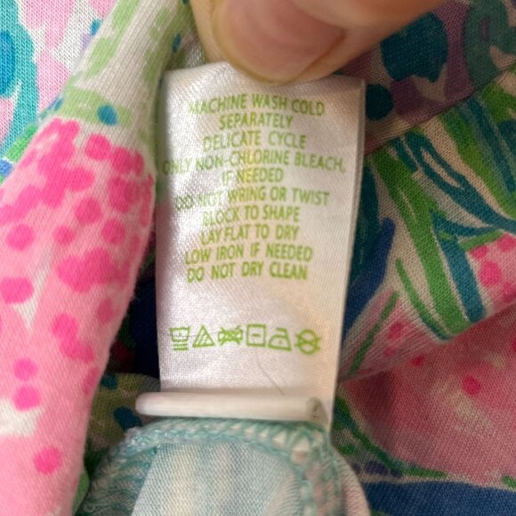 Lilly Pulitzer PJ Knit Ruffle Hem Tank Top Multi Swizzle In Blue Pink Size XXS - Picture 7 of 7